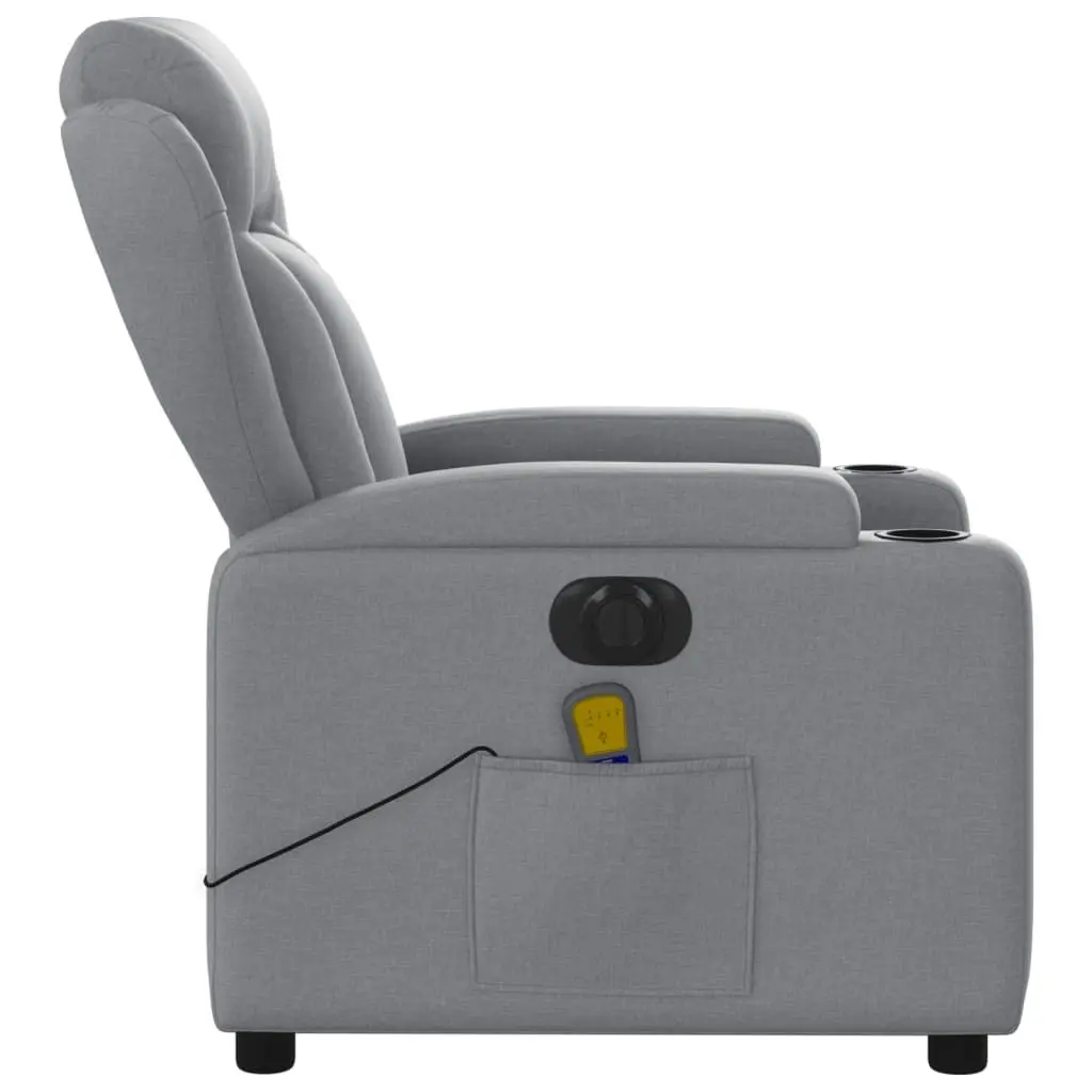 Electric Massage Recliner Chair Light Grey Fabric 3205576