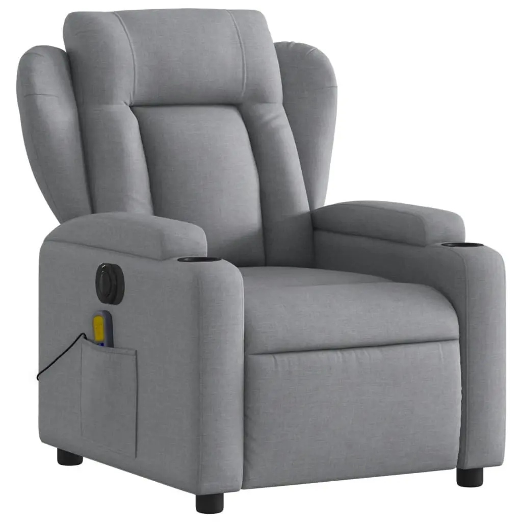 Electric Massage Recliner Chair Light Grey Fabric 3205576