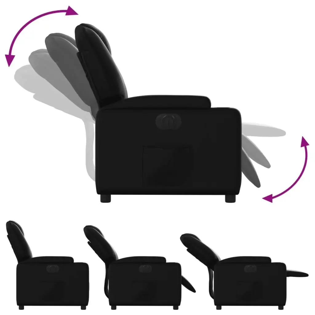 Electric Recliner Chair Black Faux Leather 3205546