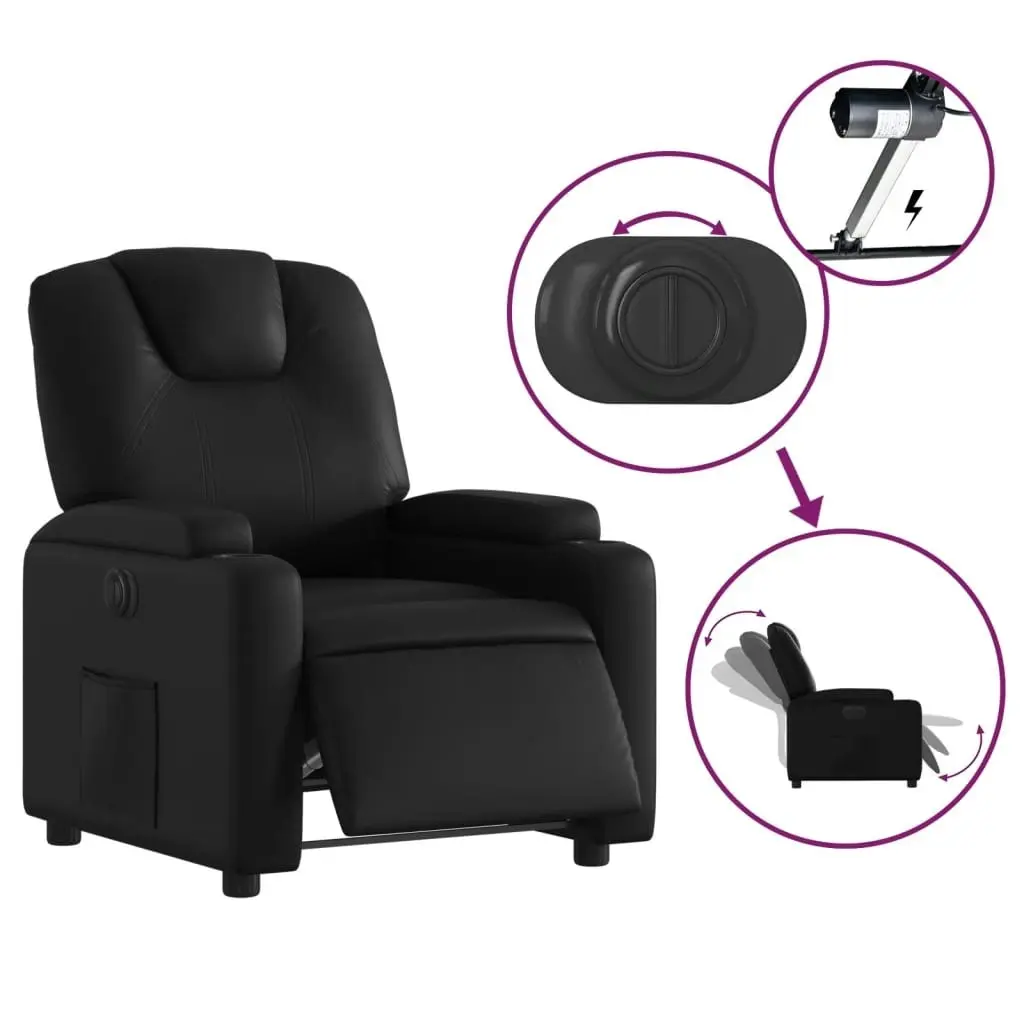 Electric Recliner Chair Black Faux Leather 3205546