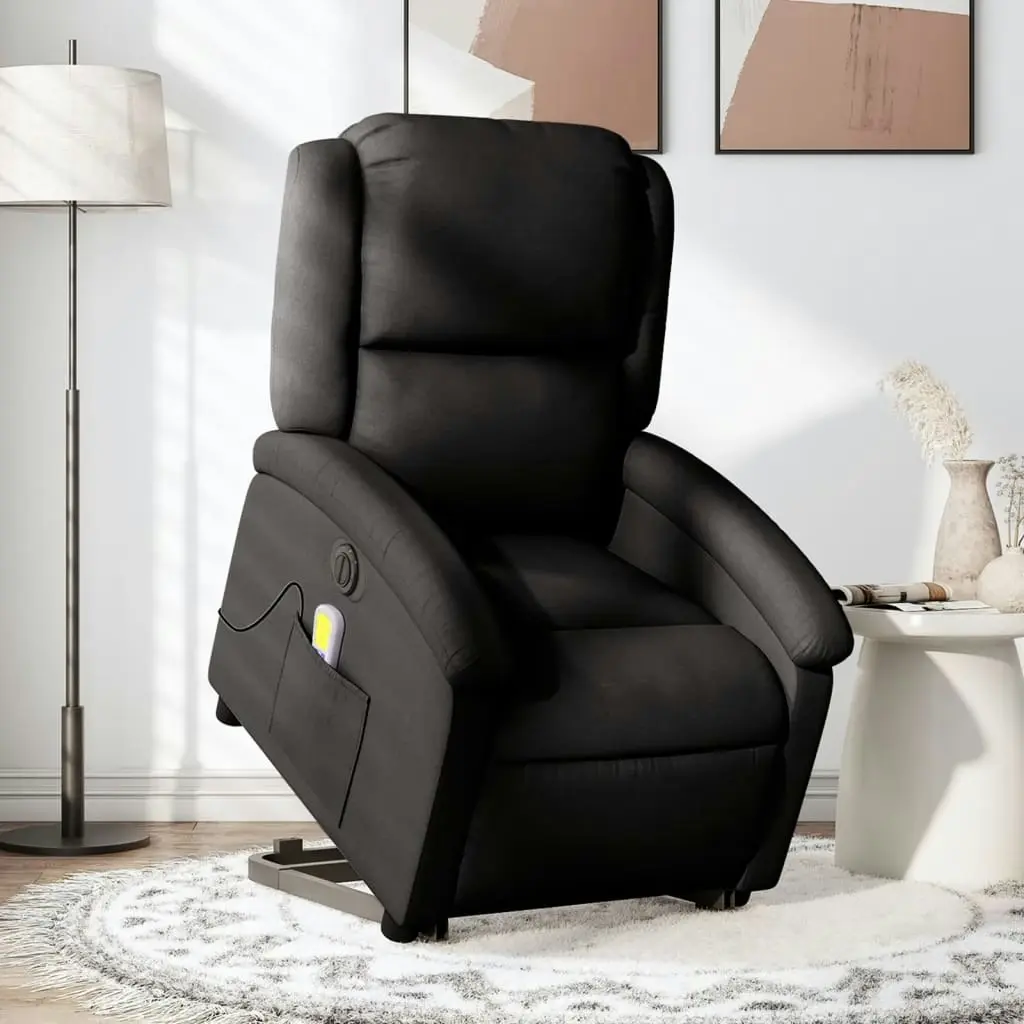 Electric Stand up Massage Recliner Chair Black Fabric 3205442