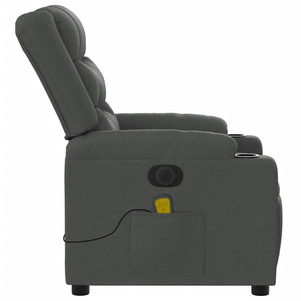 Electric Massage Recliner Chair Dark Grey Fabric 3206839