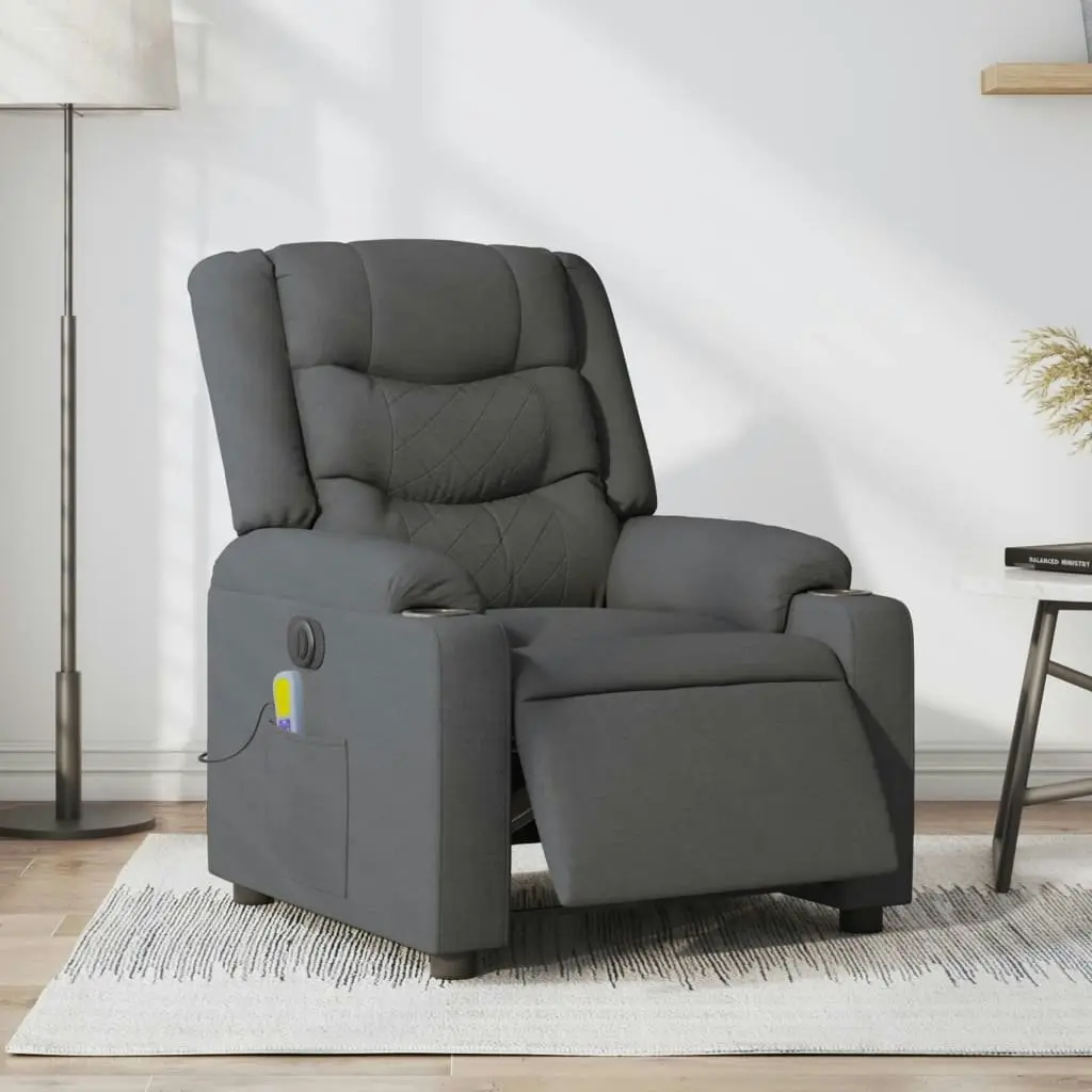 Electric Massage Recliner Chair Dark Grey Fabric 3206839