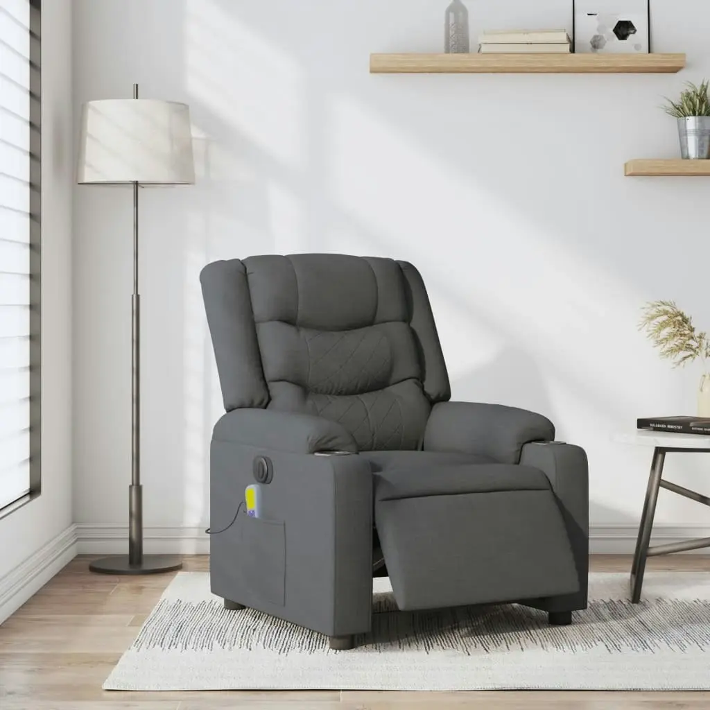 Electric Massage Recliner Chair Dark Grey Fabric 3206839