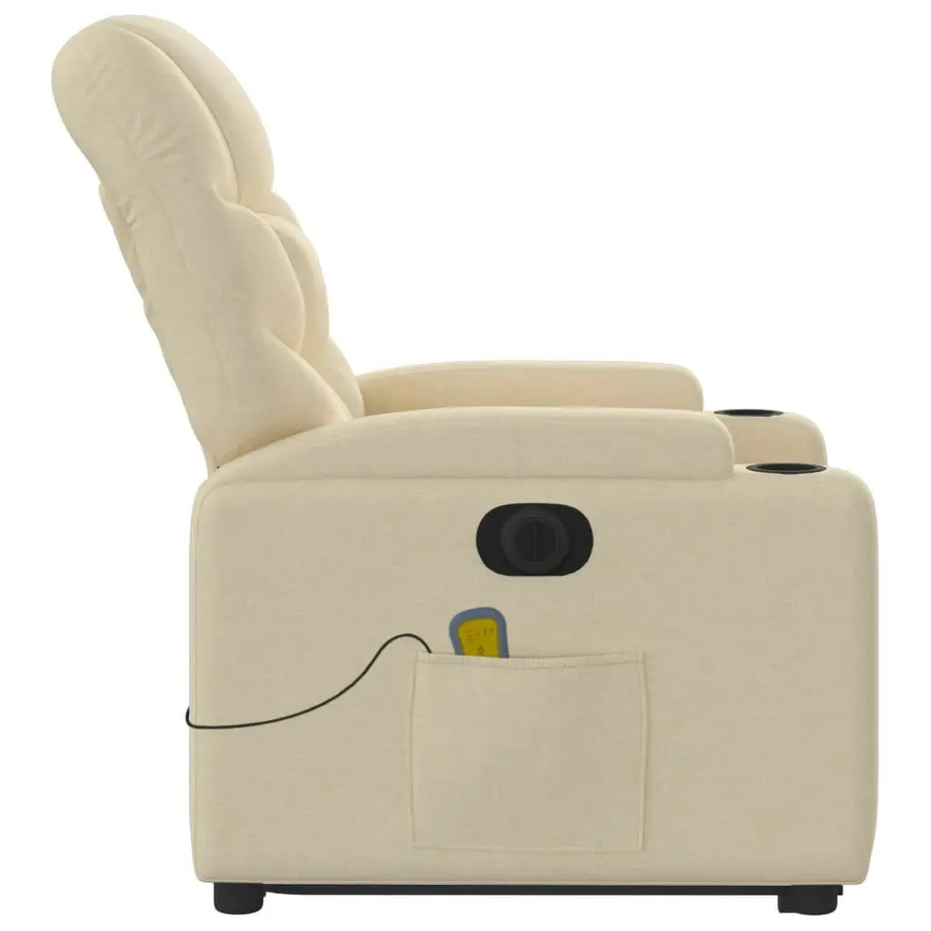 Electric Stand up Massage Recliner Chair Cream Fabric 3205639