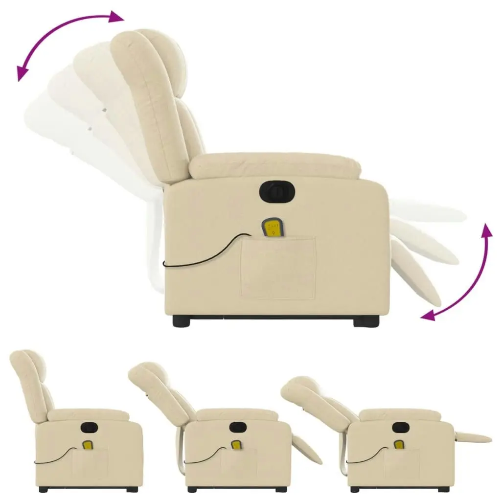 Electric Stand up Massage Recliner Chair Cream Fabric 3205803