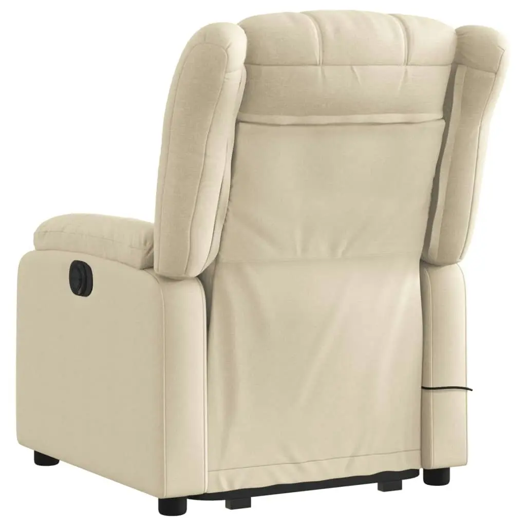 Electric Stand up Massage Recliner Chair Cream Fabric 3205803