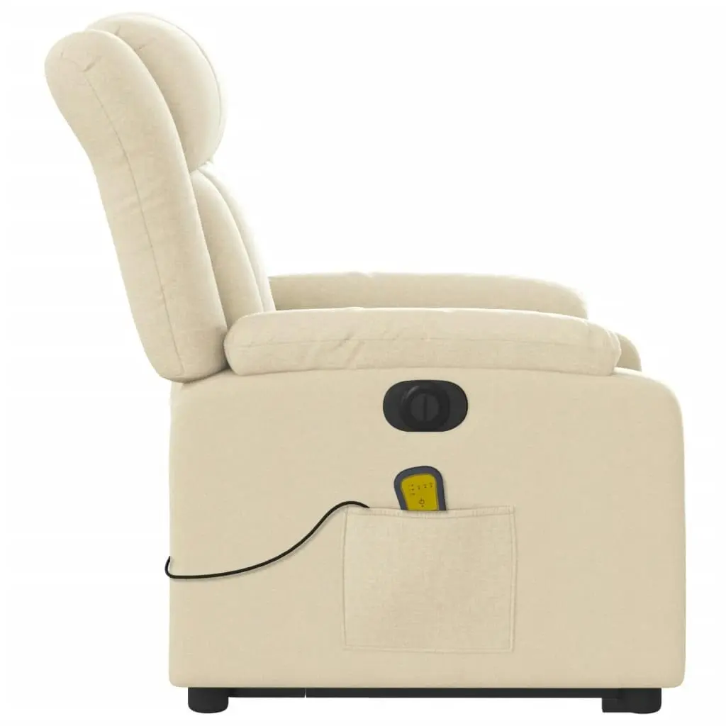 Electric Stand up Massage Recliner Chair Cream Fabric 3205803