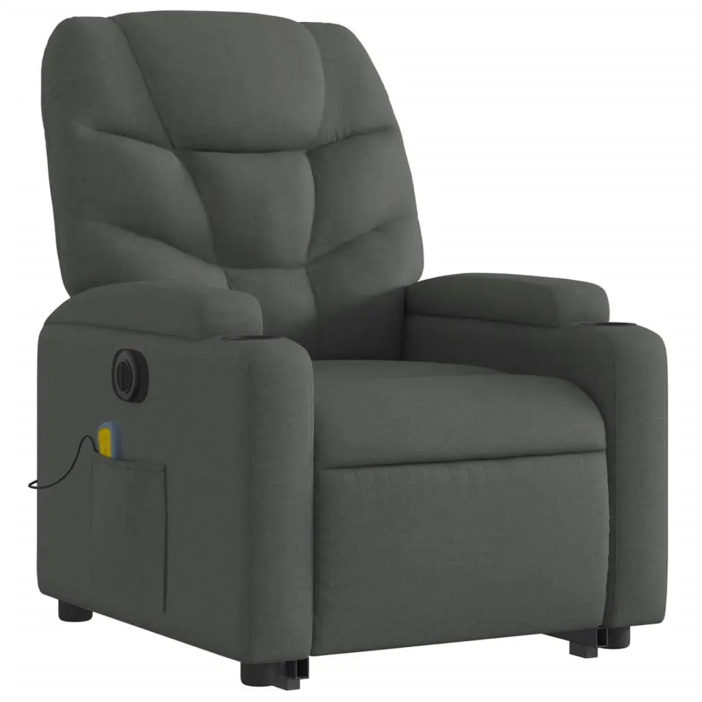 Electric Stand up Massage Recliner Chair Dark Grey Fabric 3205637