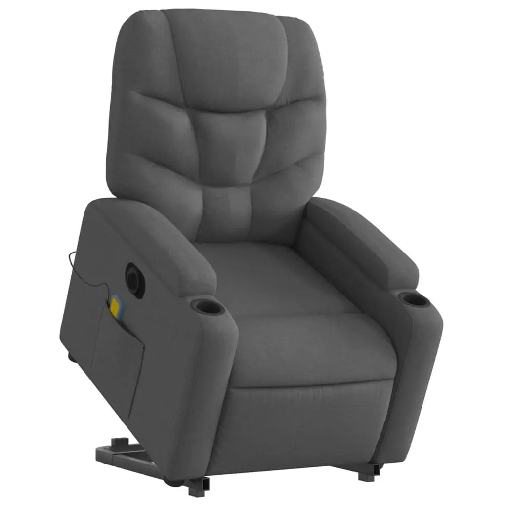 Electric Stand up Massage Recliner Chair Dark Grey Fabric 3205637