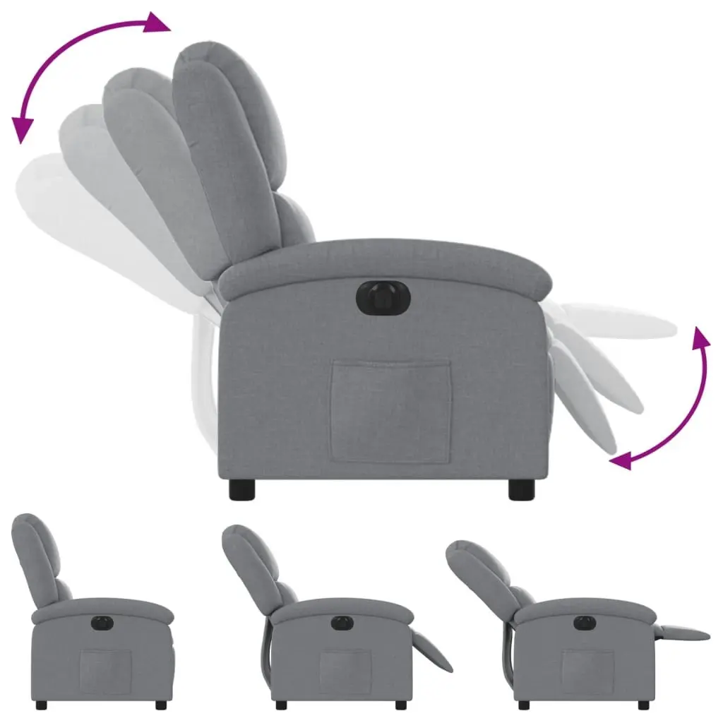 Electric Recliner Chair Light Grey Fabric 3205420