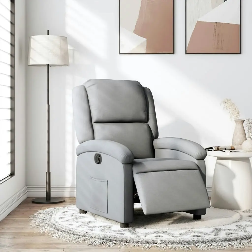 Electric Recliner Chair Light Grey Fabric 3205420