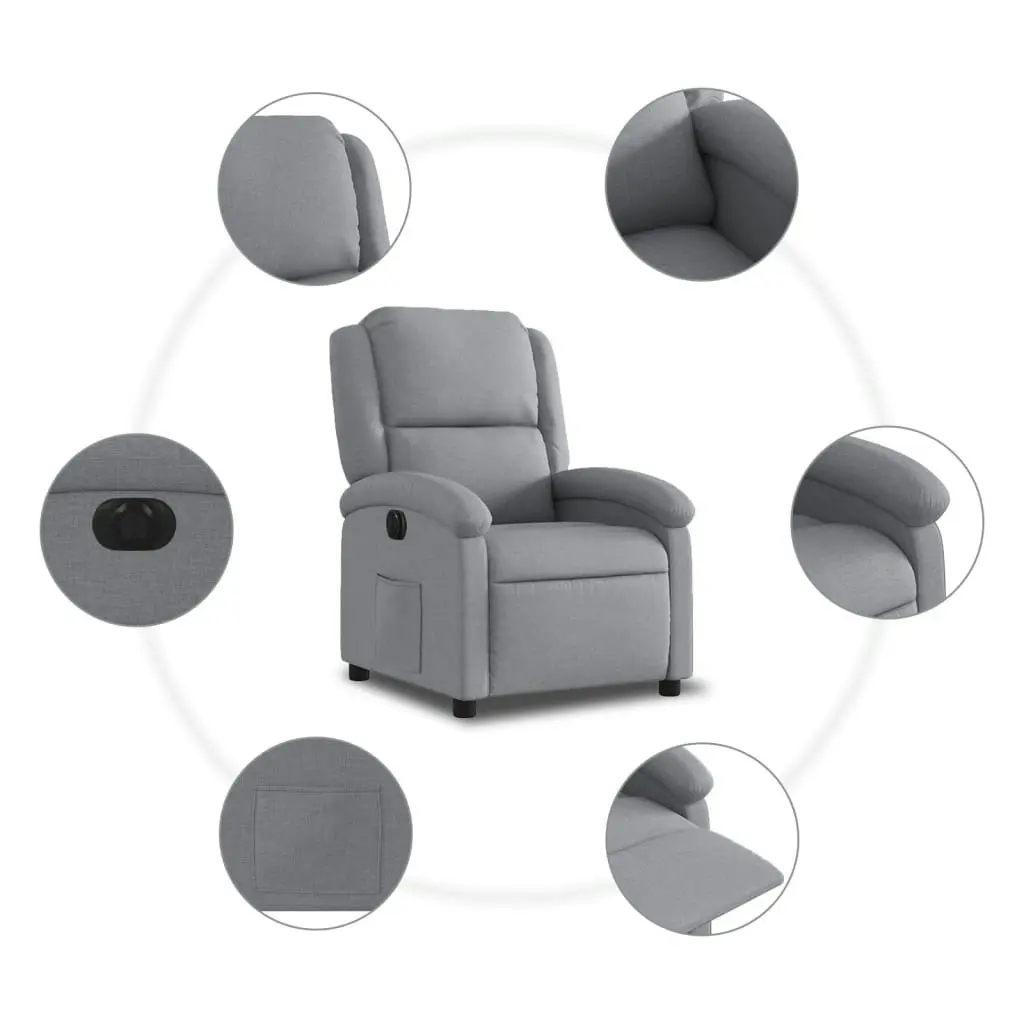 Electric Recliner Chair Light Grey Fabric 3205420