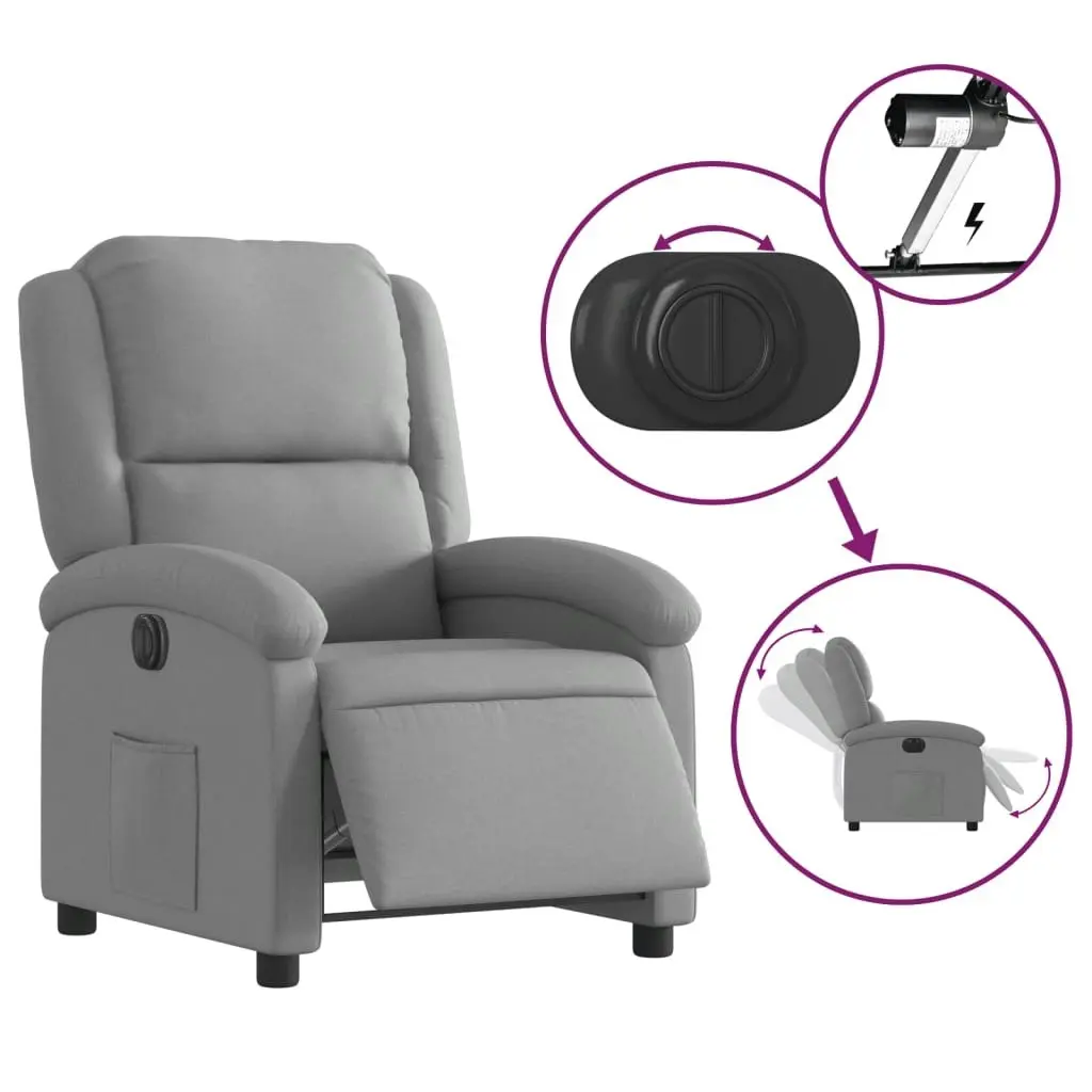 Electric Recliner Chair Light Grey Fabric 3205420