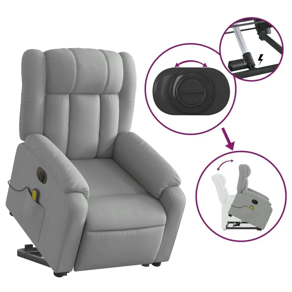 Electric Stand up Massage Recliner Chair Light Grey Fabric 3205800