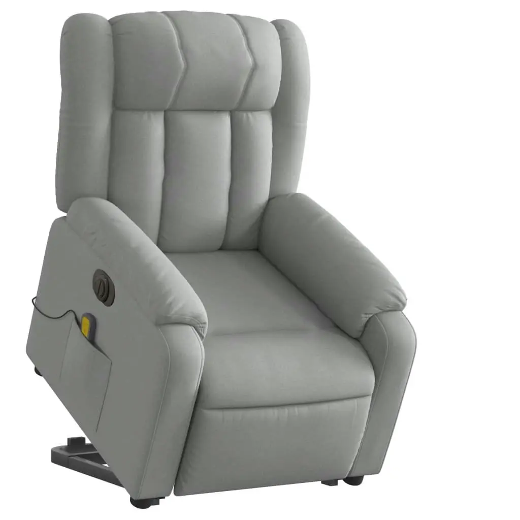 Electric Stand up Massage Recliner Chair Light Grey Fabric 3205800