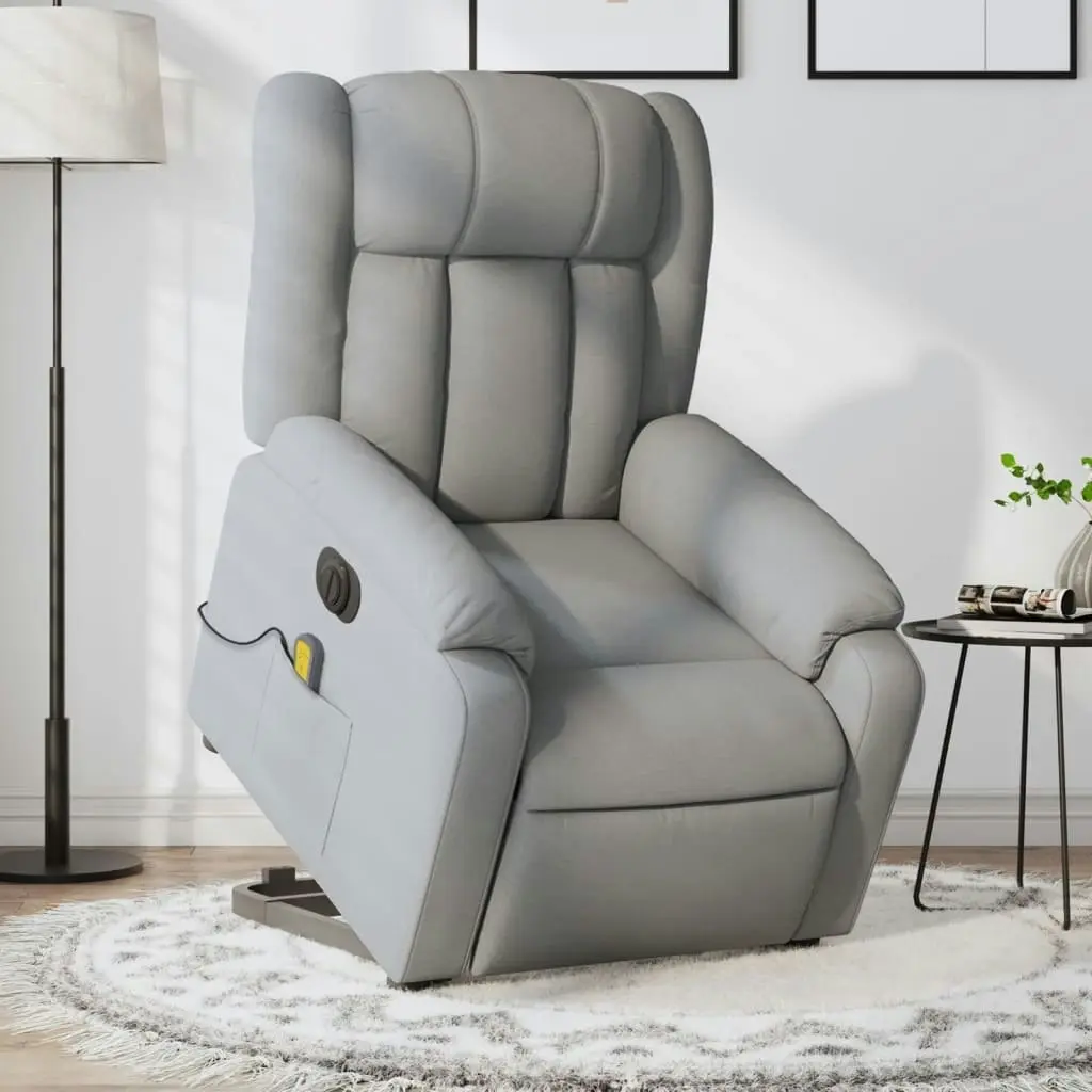 Electric Stand up Massage Recliner Chair Light Grey Fabric 3205800