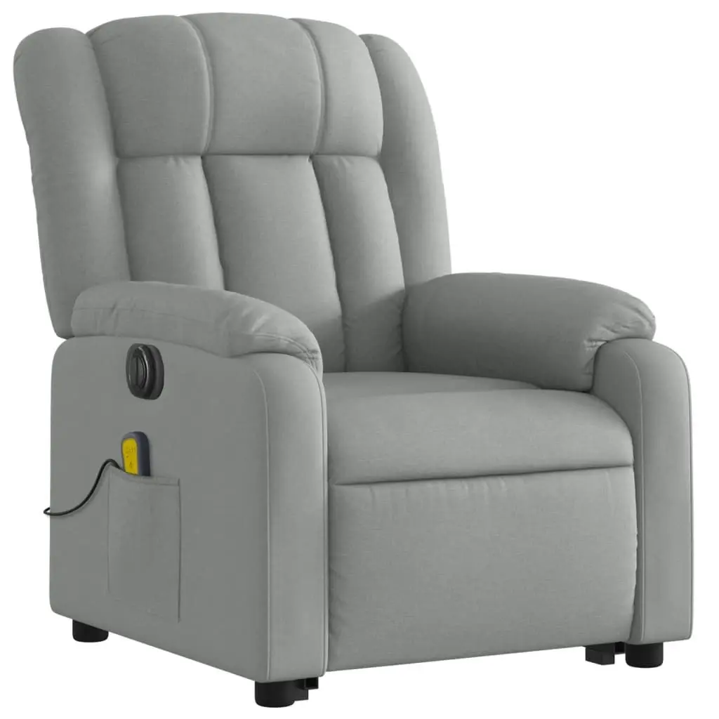 Electric Stand up Massage Recliner Chair Light Grey Fabric 3205800