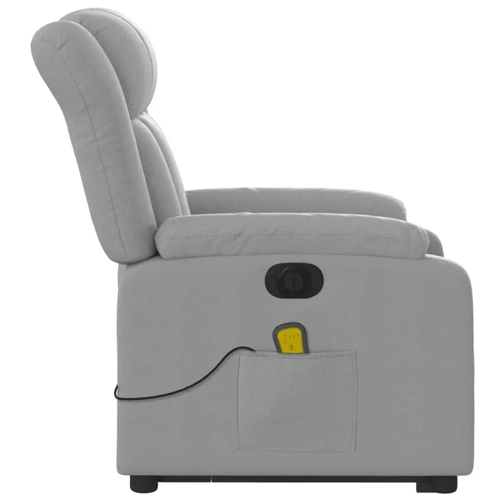 Electric Stand up Massage Recliner Chair Light Grey Fabric 3205800