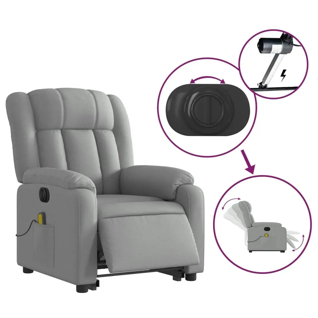 Electric Stand up Massage Recliner Chair Light Grey Fabric 3205800