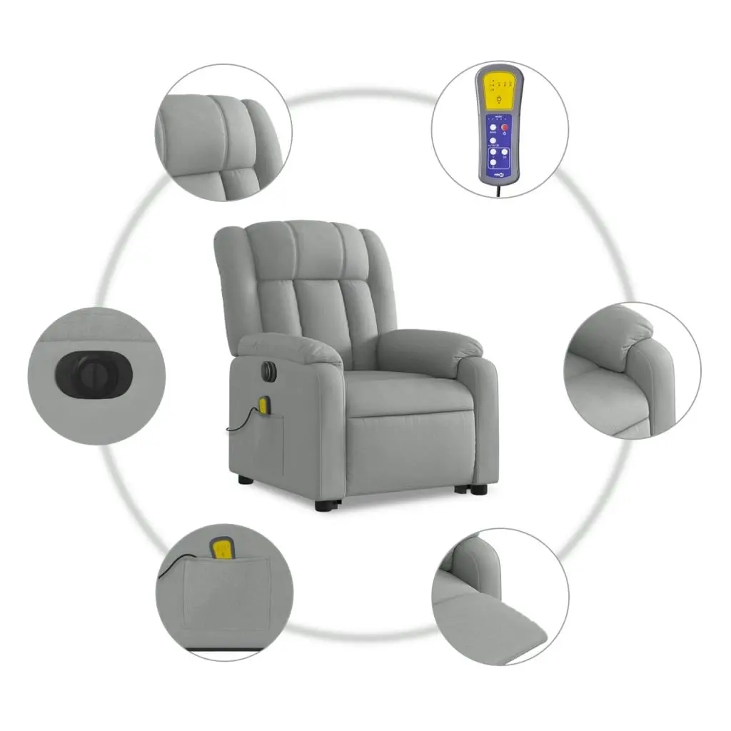 Electric Stand up Massage Recliner Chair Light Grey Fabric 3205800