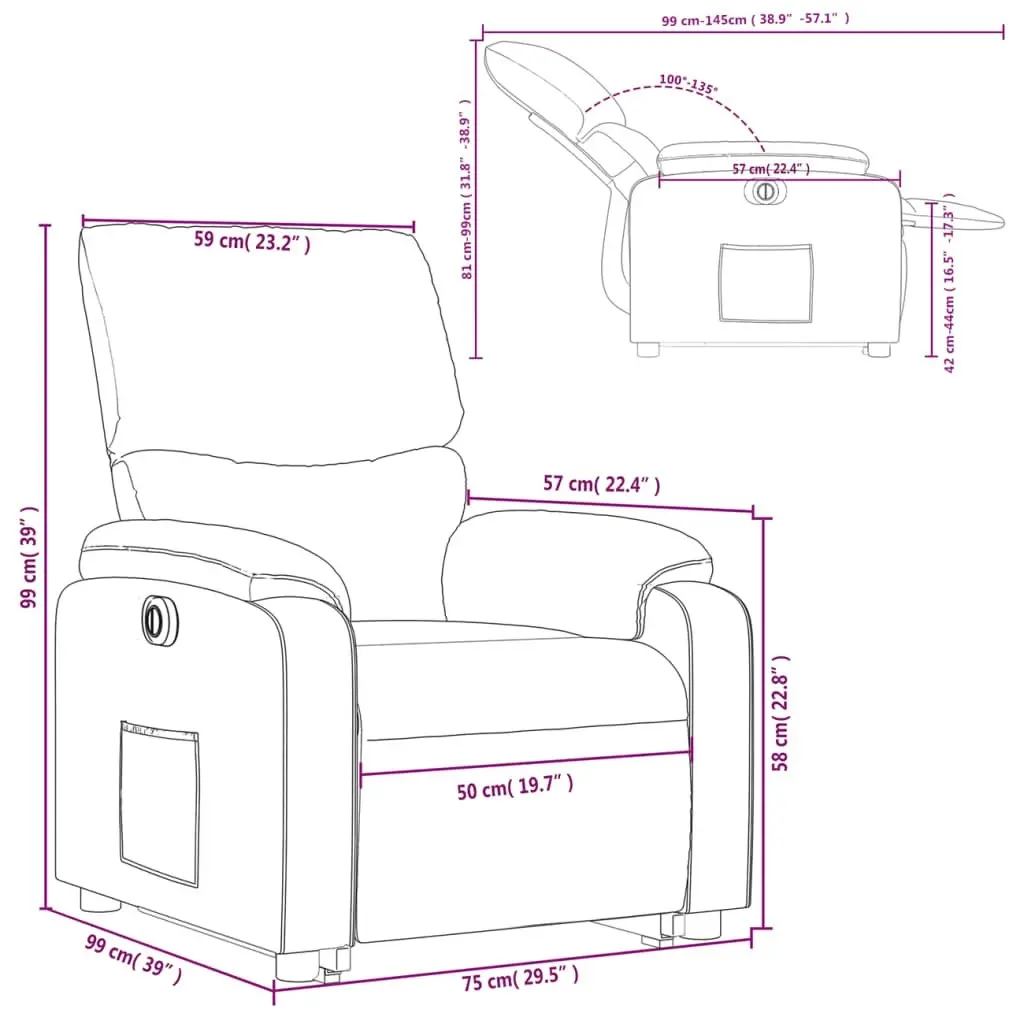 Electric Stand up Recliner Chair Dark Grey Fabric 3205705