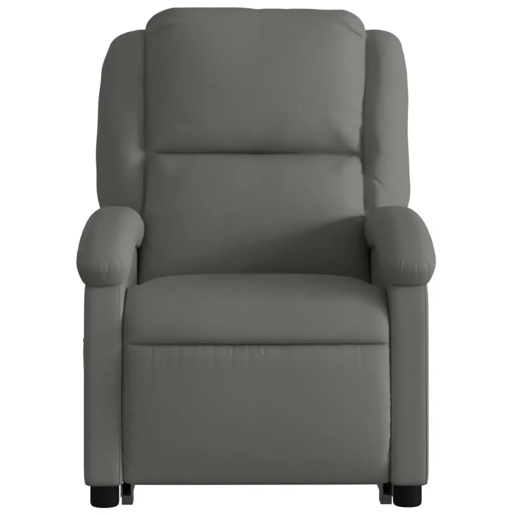 Electric Stand up Massage Recliner Chair Grey Real Leather 3205491