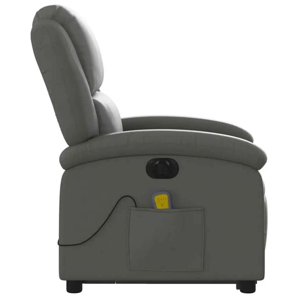 Electric Stand up Massage Recliner Chair Grey Real Leather 3205491