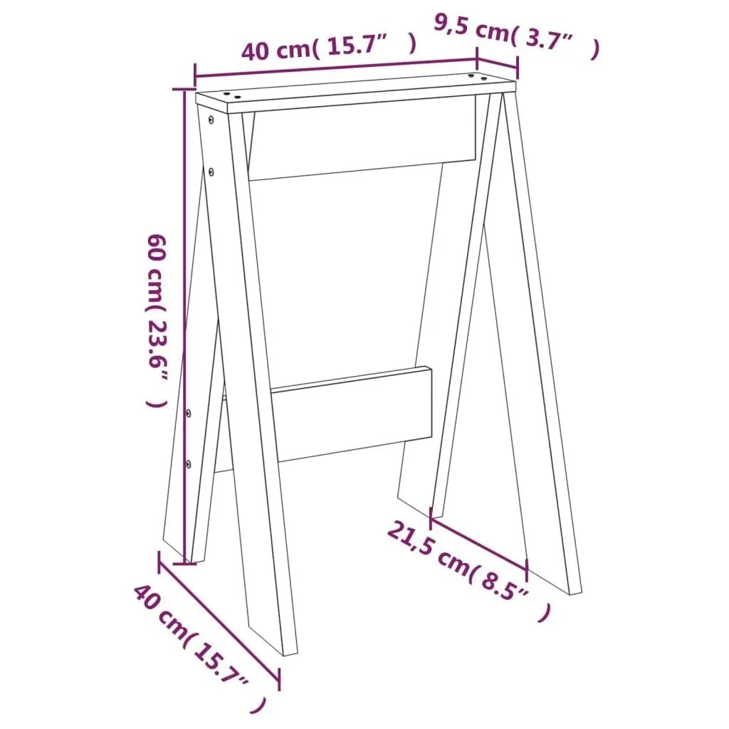 Stools 2 pcs White 40x40x60 cm Solid Wood Pine 823665