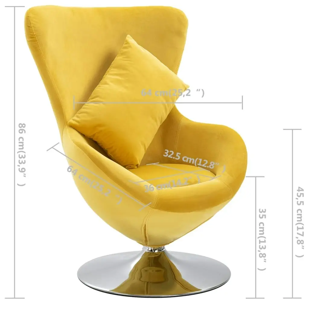 Swivel Egg Chair with Cushion Yellow Velvet 248468