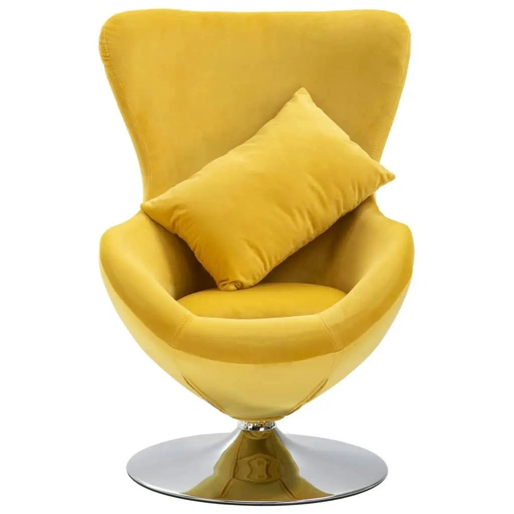 Swivel Egg Chair with Cushion Yellow Velvet 248468