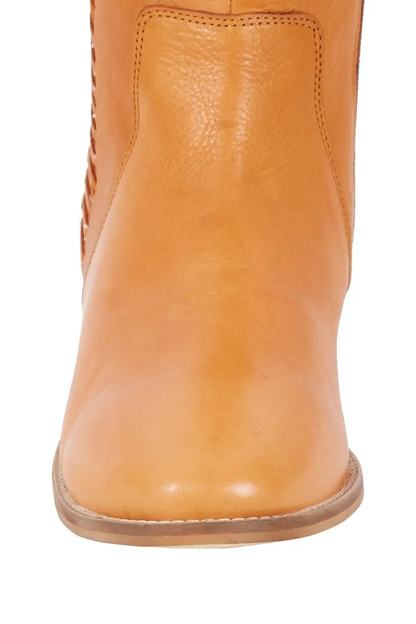 Zag Leather Knee High Boot Tan