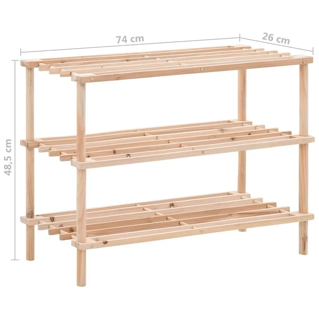 3-Tier Shoe Rack Solid Fir Wood 285200