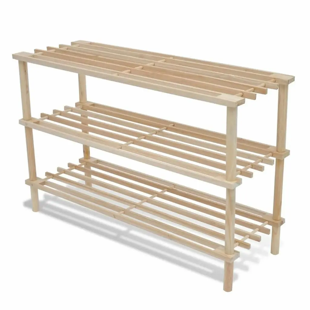 3-Tier Shoe Racks 2 pcs Solid Fir Wood 241065