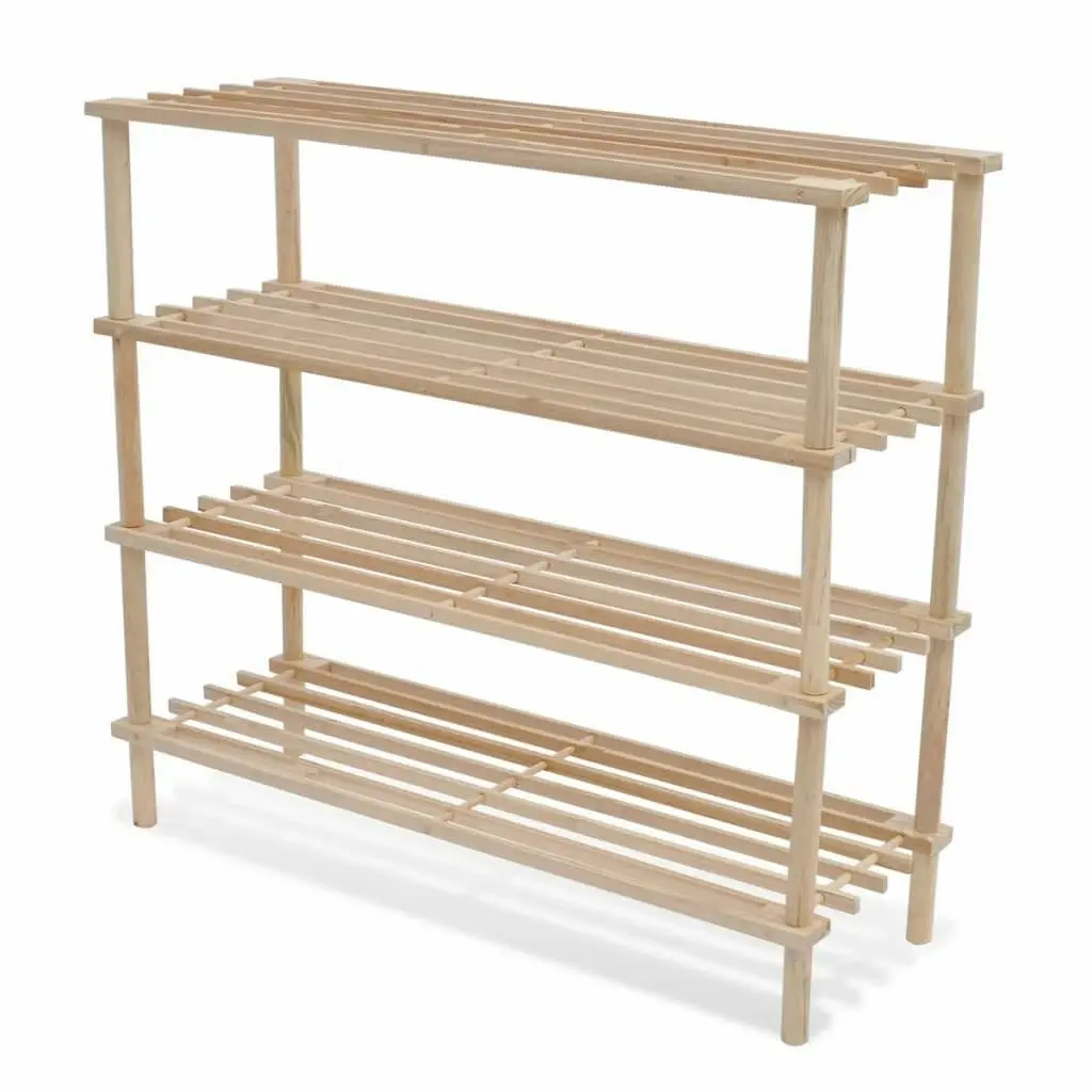 4-Tier Shoe Racks 2 pcs Solid Fir Wood 241066