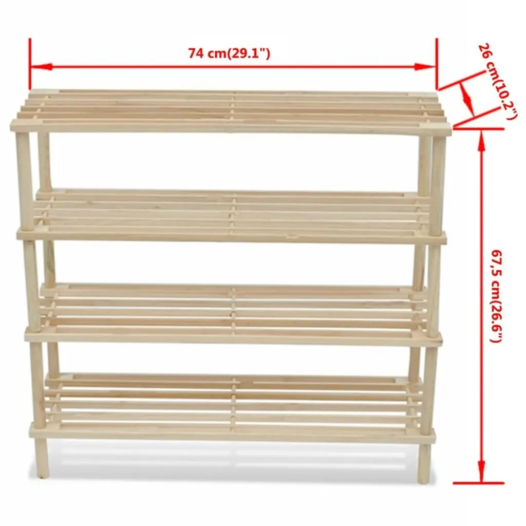 4-Tier Shoe Racks 2 pcs Solid Fir Wood 241066