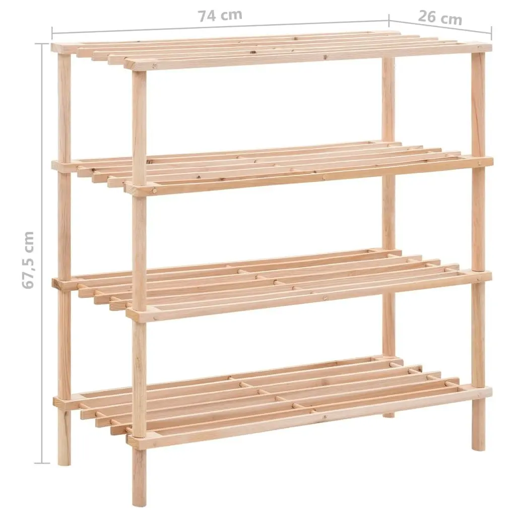 4-Tier Shoe Rack Solid Fir Wood 285201