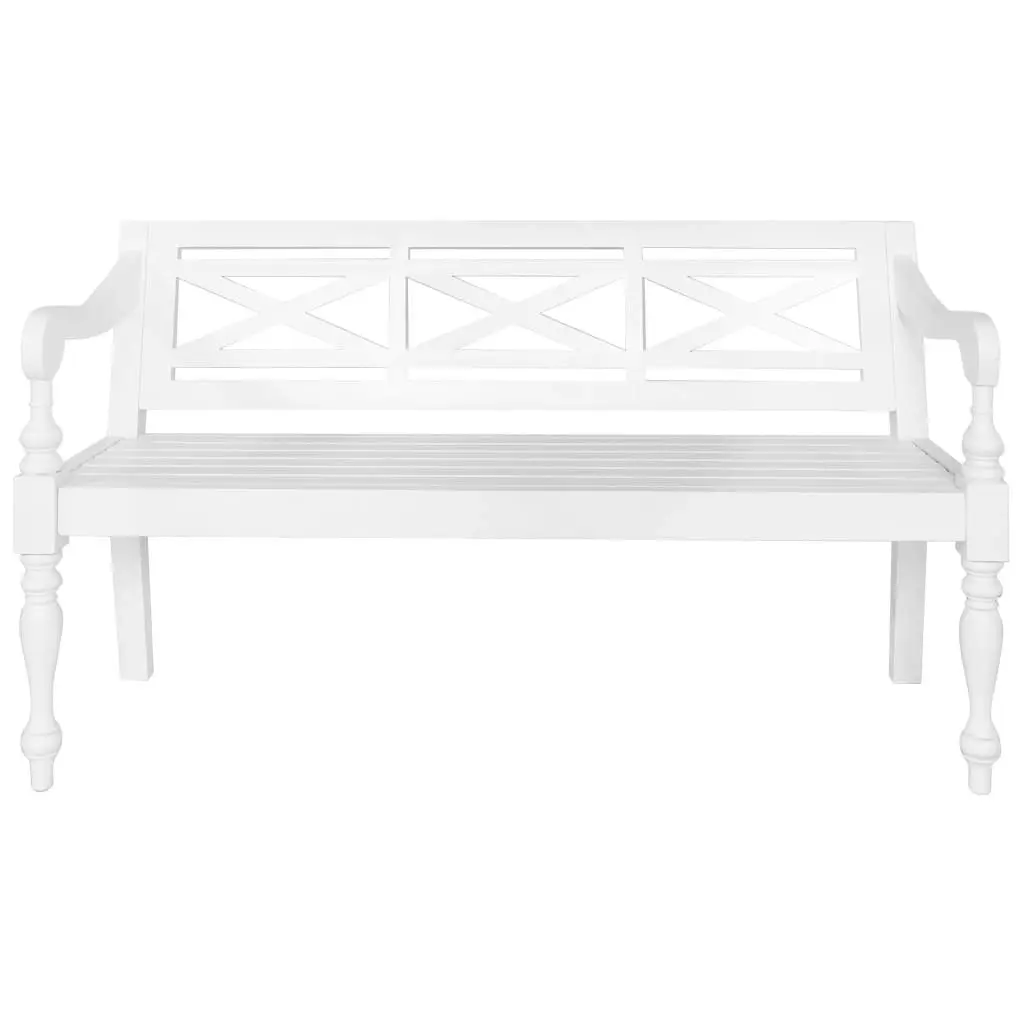 Batavia Bench 123 cm Solid Mahogany Wood White 337077