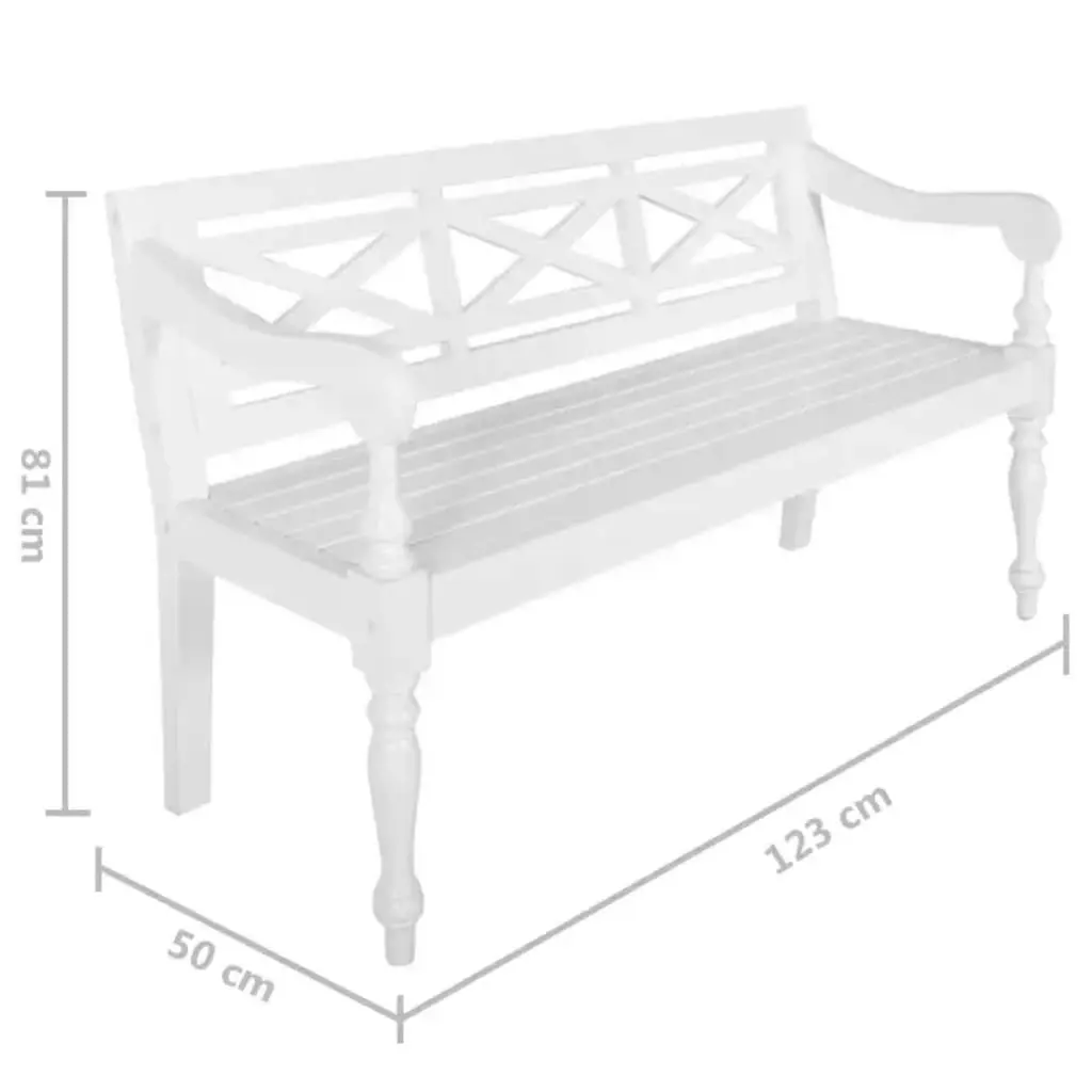 Batavia Bench 123 cm Solid Mahogany Wood White 337077