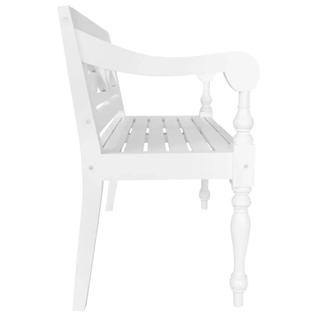 Batavia Bench 98 cm Solid Mahogany Wood White 246966