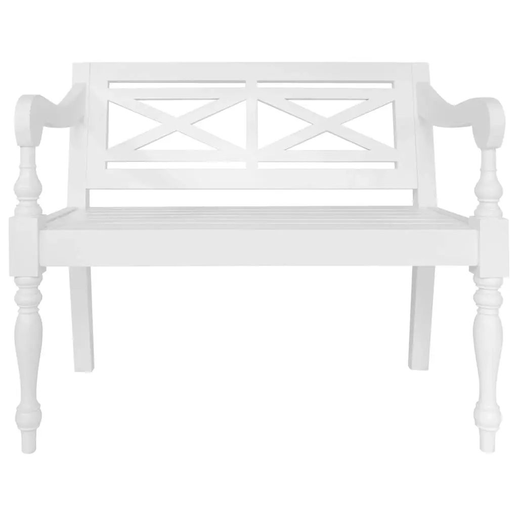 Batavia Bench 98 cm Solid Mahogany Wood White 246966