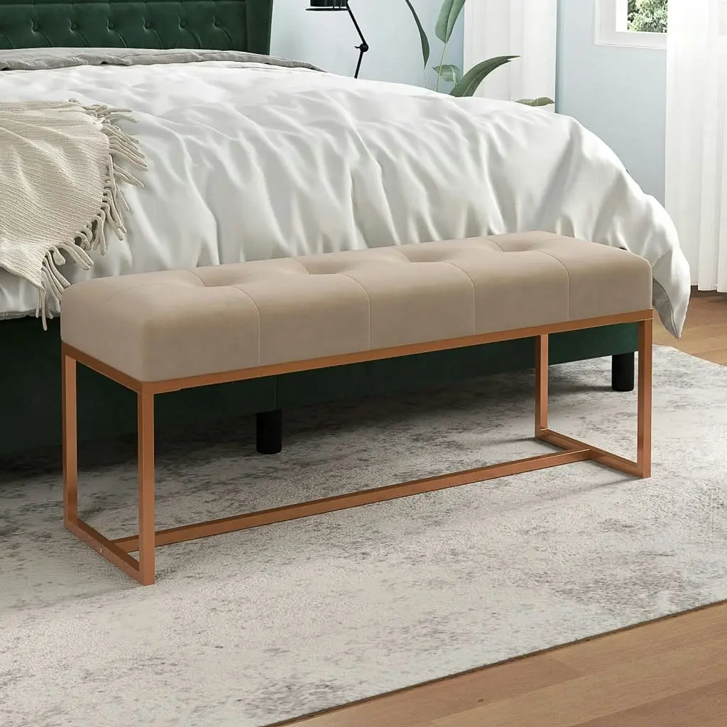 Bench Beige 110x36x45 cm Velvet 350604