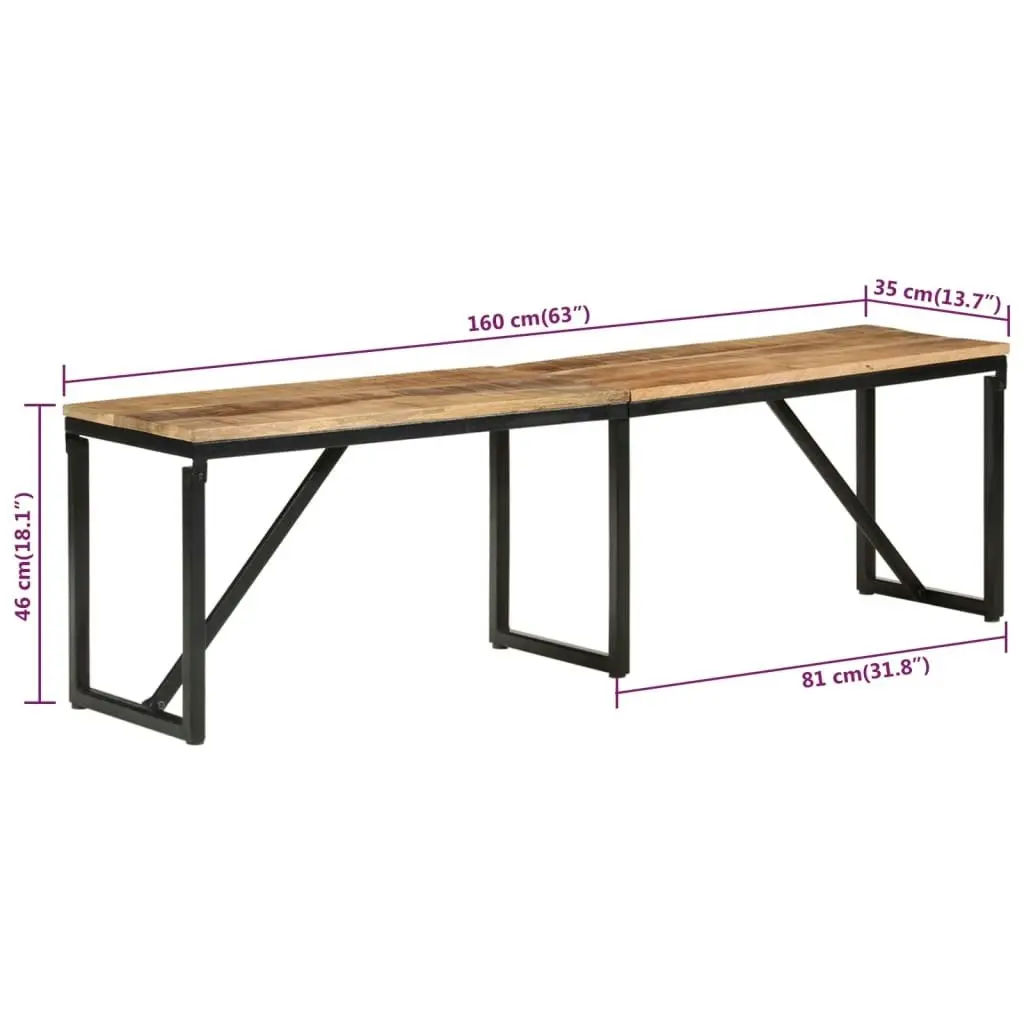 Bench 160x35x46 cm Solid Wood Mango 351683