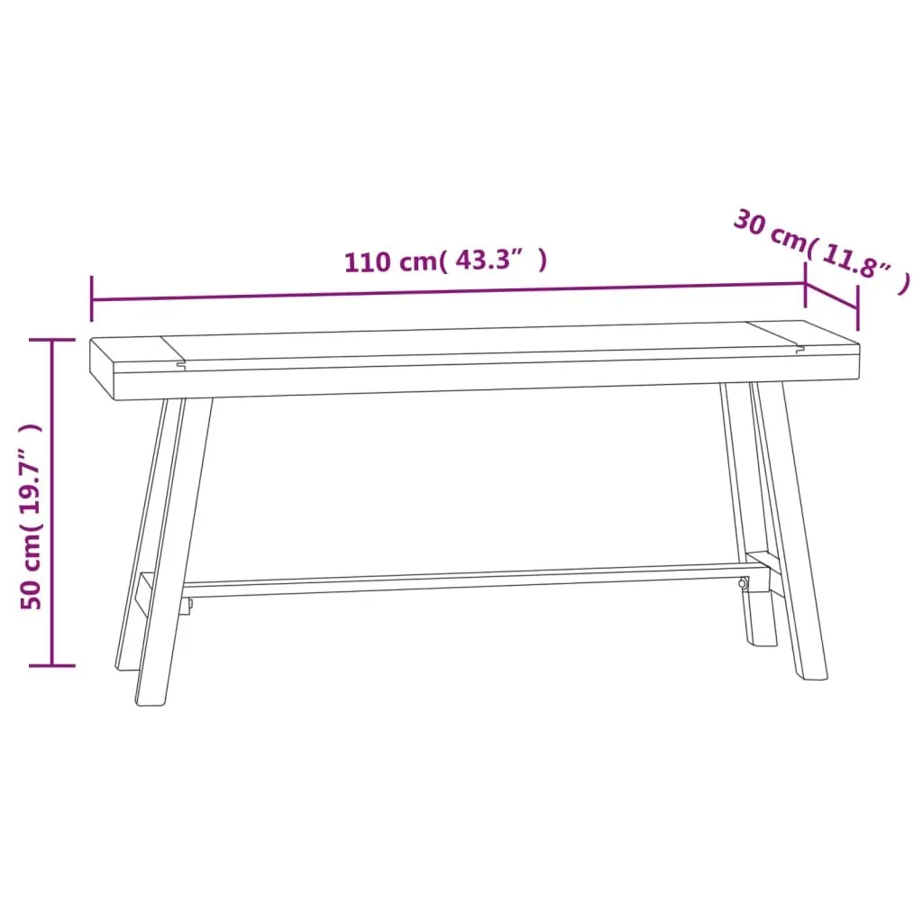 Bench 110 cm Solid Wood Teak 340743