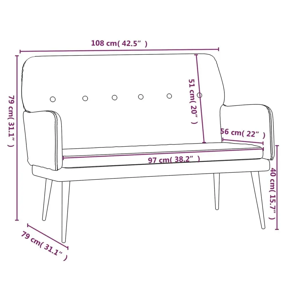 Bench Black 108x79x79 cm Velvet 351419