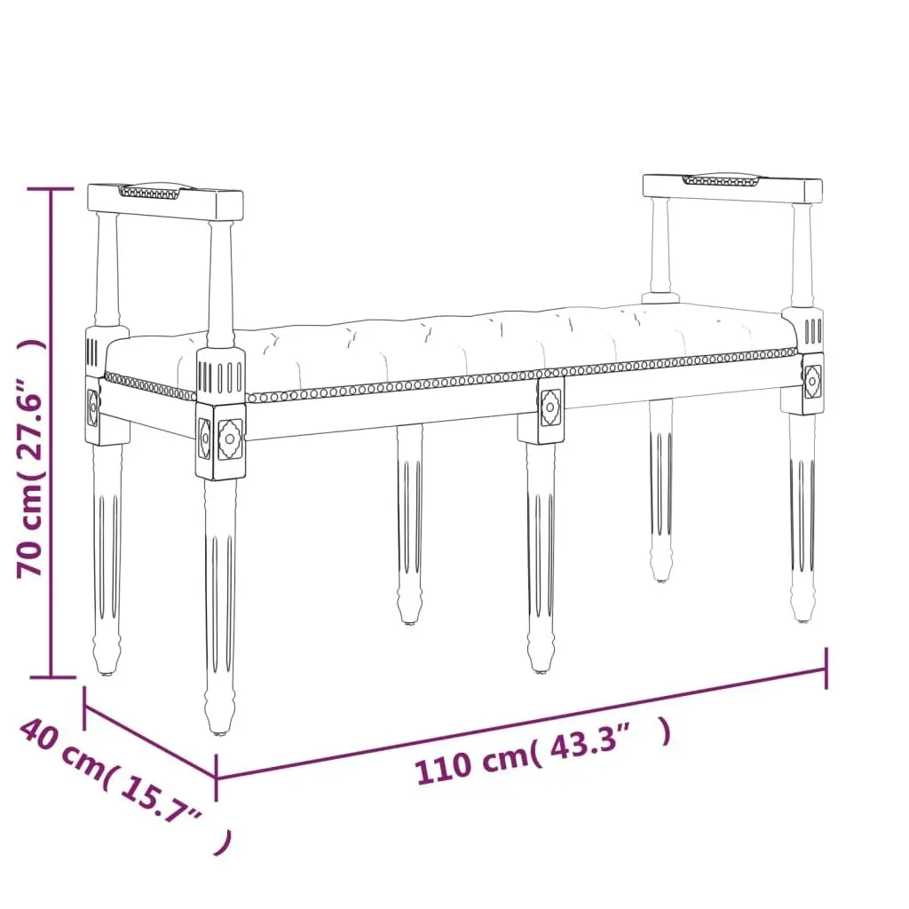 Bench Dark Grey 110x40x70 cm Velvet 344426