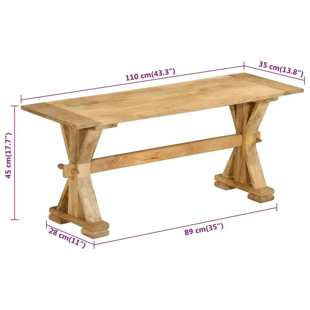 Bench 110x35x45 cm Solid Wood Mango 354991