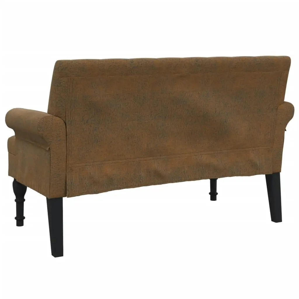 Bench with Backrest Brown 120x62x75.5 cm Faux Suede Leather 372129