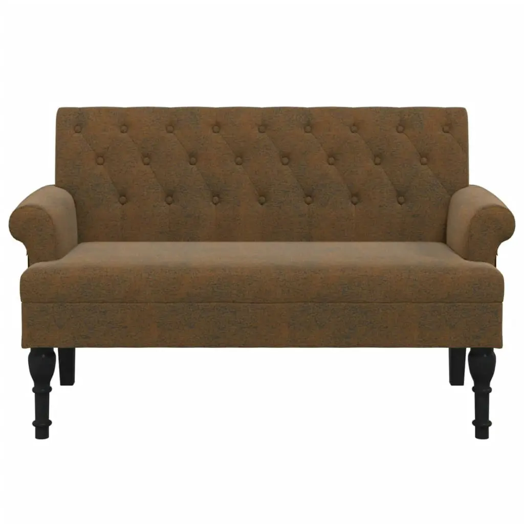 Bench with Backrest Brown 120x62x75.5 cm Faux Suede Leather 372129