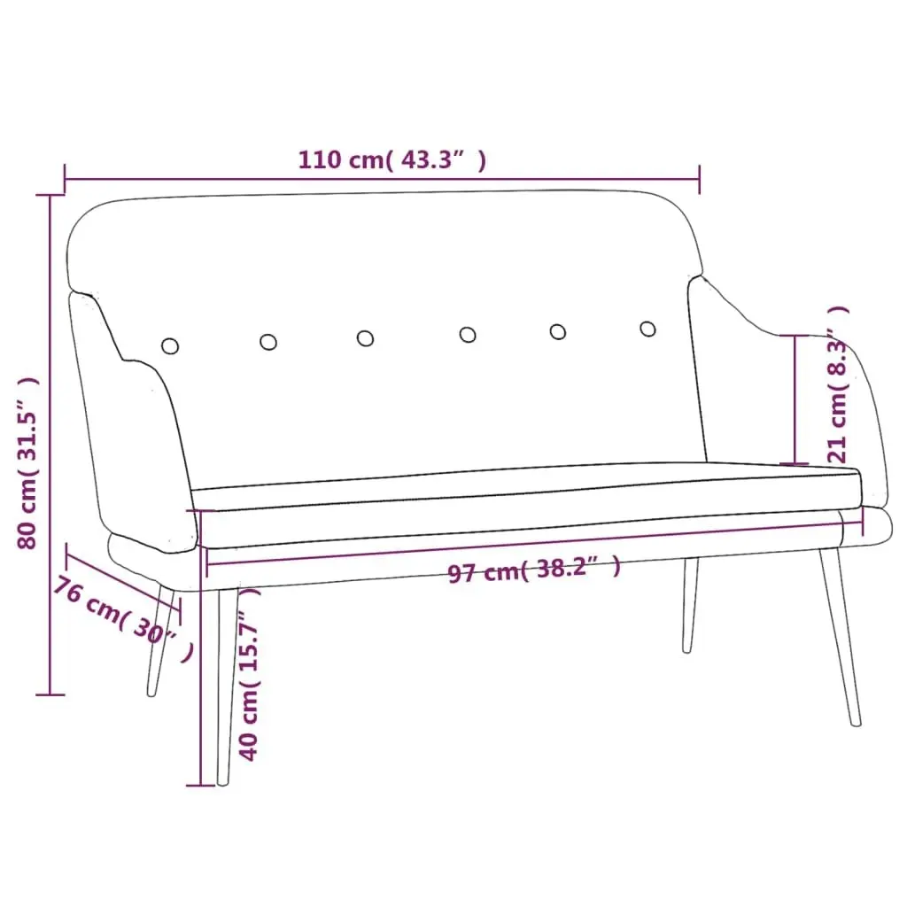 Bench Cream 110x76x80 cm Fabric 351489